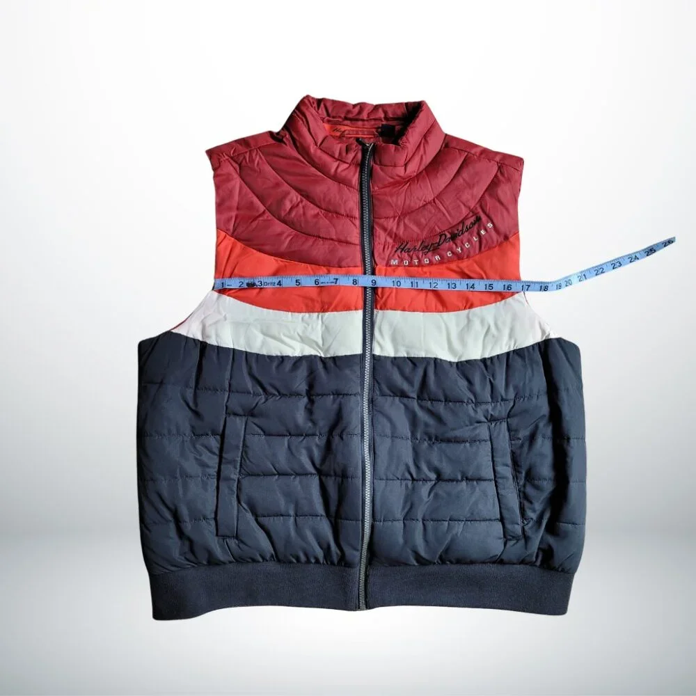 Harley‑Davidson Women’s 2XL Retro 70s Colorblock Puffer Vest Fall Winter Cozy